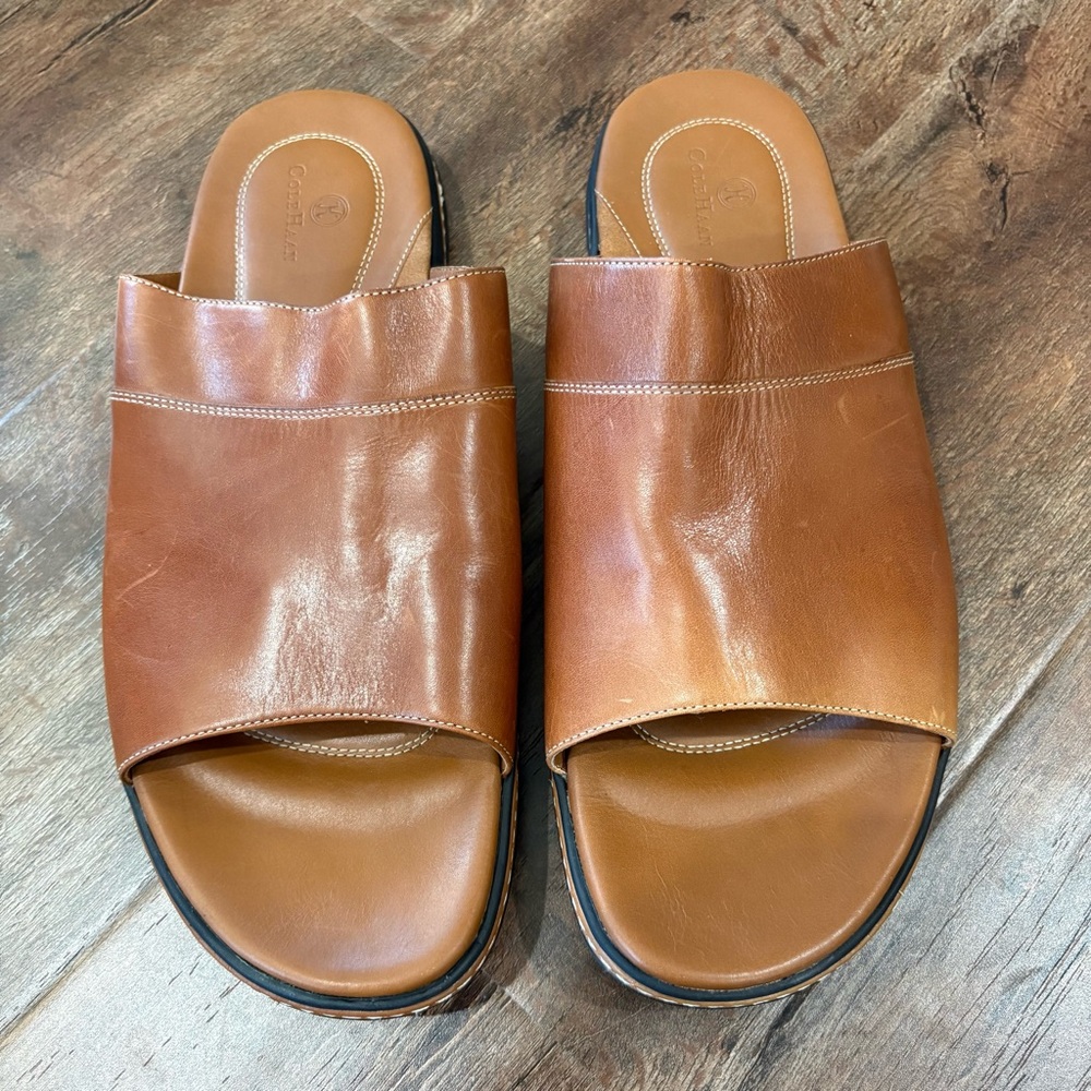 Cole Haan Brown Leather Comfort Slide Sandals Men’s 14M